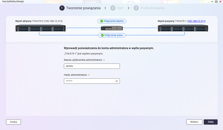 Tworzenie powiązania > poświadczenia